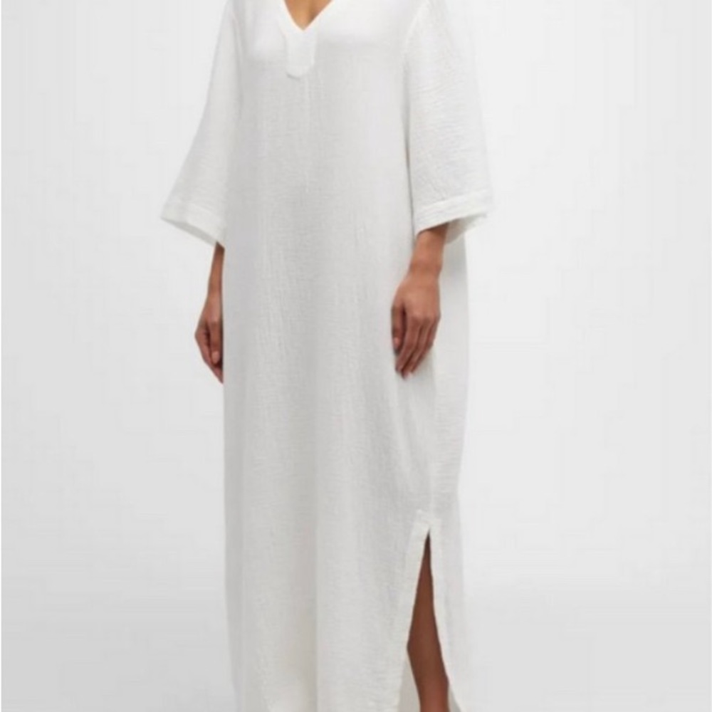 BAREFOOT DREAMSMalibu Collection Sun Soaked Crinkle Caftan Size Large Sea Salt